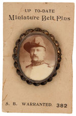 THEODORE ROOSEVELT IN UNIFORM LARGE OVAL PIN WITH REAL PHOTO.