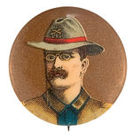 THEODORE ROOSEVELT IN UNIFORM CHOICE COLOR BUTTON FOR 1900 CAMPAIGN.