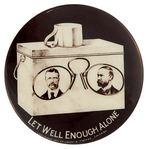 THEODORE ROOSEVELT RARE DINNER BUCKET THEMED JUGATE WITH JUGATE PHOTOS IN PINCE-NEZ GLASSES DESIGN.