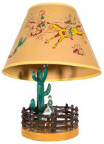 GENERIC COWBOY IN CORRAL LAMP WITH SHADE.