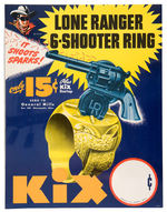 "LONE RANGER 6 SHOOTER RING" KIX CEREAL PREMIUM POSTER.