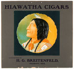 "HIAWATHA CIGARS" 1902 CALENDAR TOP WITH EMBOSSED NATIVE AMERICAN IMAGE.