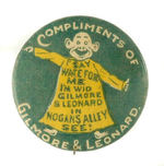 YELLOW KID "HOGAN'S ALLEY" 1898 STAGE BUTTON WITH BACK VARIETY.