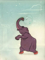 "FANTASIA - DANCE OF THE HOURS" FRAMED COURVOISIER ANIMATION CEL SET-UP FEATURING ELEPHANT.