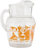 "SNOW WHITE AND THE SEVEN DWARFS" SET OF GLASSES & RARE PITCHER.