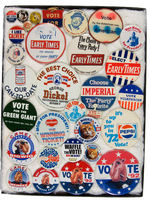 PRODUCT ADVERTISING SPOOF FOR PRESIDENT BUTTON COLLECTION.