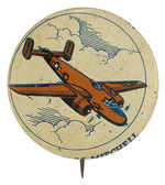 "NORTH AMERICAN B-25 MITCHELL" SCARCE KELLOGG'S PEP ART STYLE BUTTON.