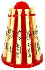 “LOUISVILLE SLUGGER” MINIATURE BAT RACK BANK.