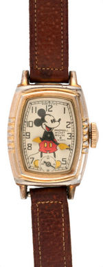 "MICKEY MOUSE INGERSOLL" RARE GOLD ELECTRO-PLATED WRISTWATCH.