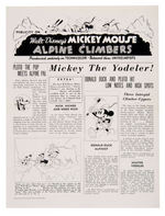 "MICKEY MOUSE IN ALPINE CLIMBER" 1936 PUBLICITY FOLDER.