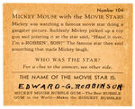 “MICKEY MOUSE WITH THE MOVIE STARS” GUM CARD #104.