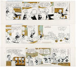 "DONALD DUCK" ORIGINAL 1970/1973 FRANK GRUNDEEN DAILY COMIC STRIP ART TRIO.