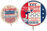 LOS ANGELES 1932 OLYMPICS AND PORTLAND 1940 OLYMPIC TRYOUTS PAIR OF BUTTONS.