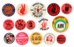 NATIVE AMERICAN CAUSE BUTTON COLLECTION OF 15 PIECES.