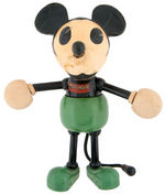 "MICKEY MOUSE" LARGE SIZE WOOD JOINTED FIGURE WITH LOLLIPOP HANDS - GREEN PANTS.