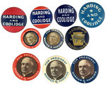 HARDING FIVE PORTRAIT BUTTONS AND FIVE NAME BUTTONS FROM 1920.