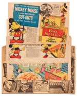 DISNEY CUT-OUTS POST TOASTIES PUBLICITY PHOTO, NEWSPAPER ADS & NEWSPAPER AD PRINTER'S BLOCK.