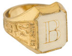 FRANK BUCK IVORY INITIAL RING WITH LETTER “B.”