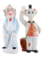 HAPPY HOOLIGAN MATCH HOLDER/FOXY GRANDPA BISQUE FIGURE PAIR.