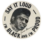 "JAMES BROWN" SCARCE LARGE BUTTON.