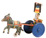 CLOWN IN DONKEY CART LEVER ACTION GERMAN TOY.