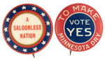 PROHIBITION SCARCE PAIR OF BUTTONS.