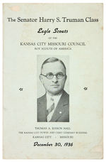 SENATOR TRUMAN AWARDS BADGES TO HIS 1936 NAMESAKE CLASS OF EAGLE SCOUTS.