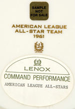 1961 “AMERICAN LEAGUE ALL-STAR TEAM” LENNOX CHINA LIMITED ISSUE SAMPLE PLATE.