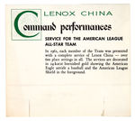 1961 “AMERICAN LEAGUE ALL-STAR TEAM” LENNOX CHINA LIMITED ISSUE SAMPLE PLATE.