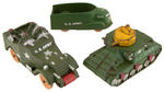 WWII LOT OF FIVE RUBBER ARMY VEHICLES.