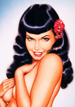 DAVE STEVENS BETTIE PAGE "BETTY'S BATH" PIN-UP SIGNED & NUMBERED PRINT.