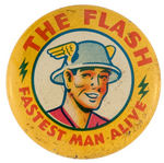 "THE FLASH FASTEST MAN ALIVE" 1942 COMIC BOOK PREMIUM BUTTON.