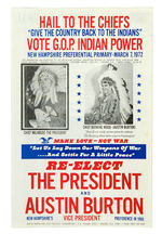 "HAIL TO THE CHIEFS/RE-ELECT THE PRESIDENT (NIXON) AND AUSTIN BURTON VICE PRESIDENT" PRIMARY POSTER.