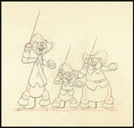 THREE BLIND MOUSEKETEERS PENCIL DRAWING.