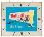 "BALLANTINE ALE & BEER" LIGHTED ADVERTISING CLOCK.