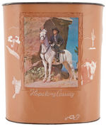 "HOPALONG CASSIDY" WASTE BASKET WITH EMBOSSED IMAGES.