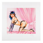 DAVE STEVENS BETTIE PAGE "BETTY'S BOUDOIR" PIN-UP SIGNED & UN-NUMBERED PRINTER'S PROOF.