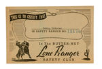 LONE RANGER "BUTTER-NUT SAFETY CLUB" CARD.