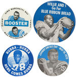 BALTIMORE COLTS GROUP OF FOUR FOOTBALL PLAYER LARGE BUTTONS.