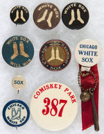 CHICAGO WHITE SOX BUTTONS AND CELLO DISK, WITH MANY EARLY PIECES.