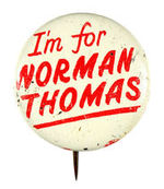 NORMAN THOMAS TYPED LETTER SIGNED/CAMPAIGN BUTTON/1944 PRESS PHOTO.