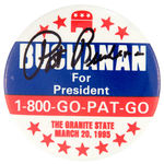 PAT BUCHANAN 1992-2000 BUTTON COLLECTION INCLUDING ONE AUTOGRAPH.