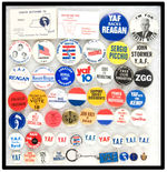 YOUNG AMERICANS FOR FREEDOM BUTTONS ABOUT HALF FROM LEVIN COLLECTION WITH HIS NOTATIONS.
