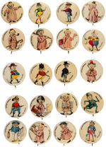 "LITTLE PINKIES" 1896 COMPLETE SET OF 20 BUTTONS.