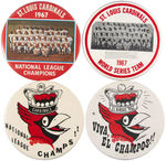 ST. LOUIS CARDINALS 1967 NATIONAL LEAGUE CHAMPIONS AND WORLD SERIES GROUP OF NINE BUTTONS.