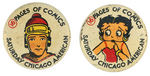 "SATURDAY CHICAGO AMERICAN" BUTTONS: BUCK ROGERS, BETTY BOOP, WIMPY, KEWPIE.