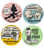 POGO AND FRIENDS GROUP OF FOUR BUTTONS FROM 1968 SET.