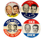 EISENHOWER AND NIXON FOUR LARGE JUGATE BUTTONS.