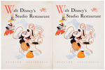 "WALT DISNEY'S STUDIO RESTAURANT" MENU TRIO.