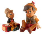 "PINOCCHIO" & "JIMINY CRICKET" WOOD CARVING FIGURE PAIR.